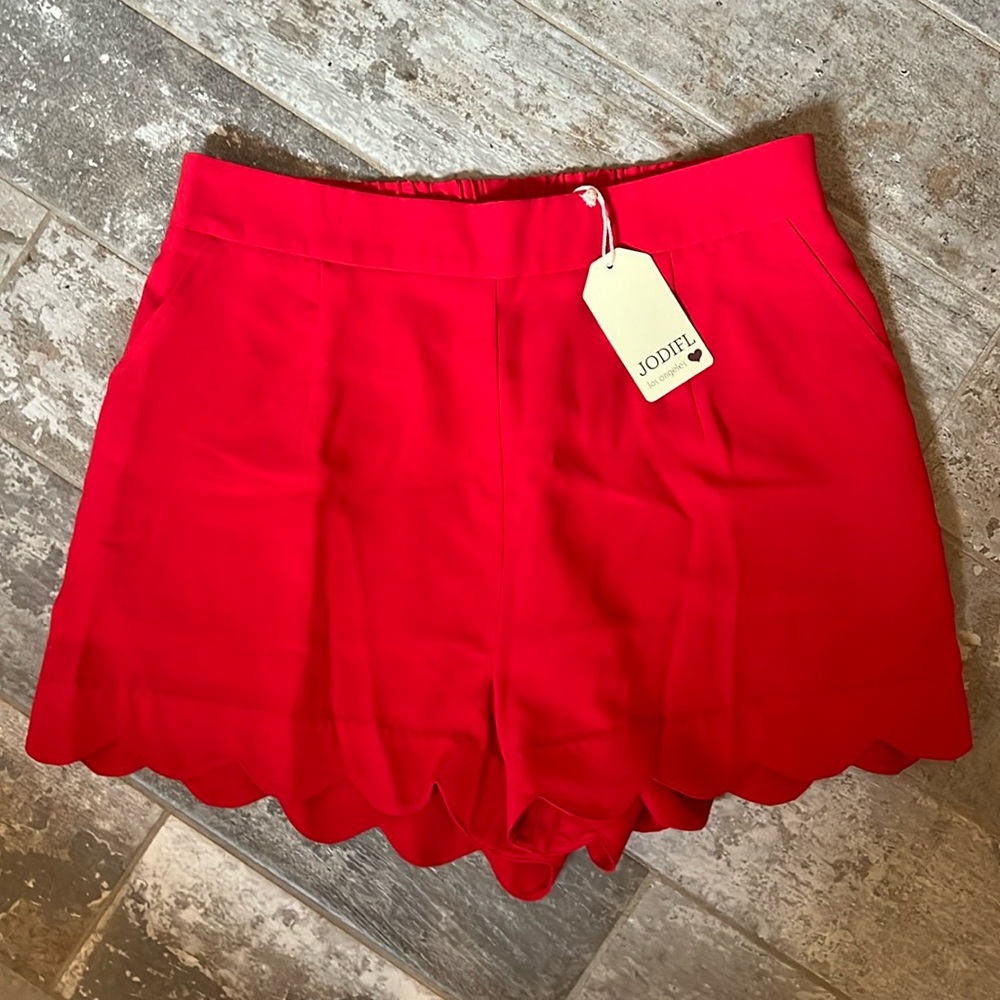 Red scalloped Shorts